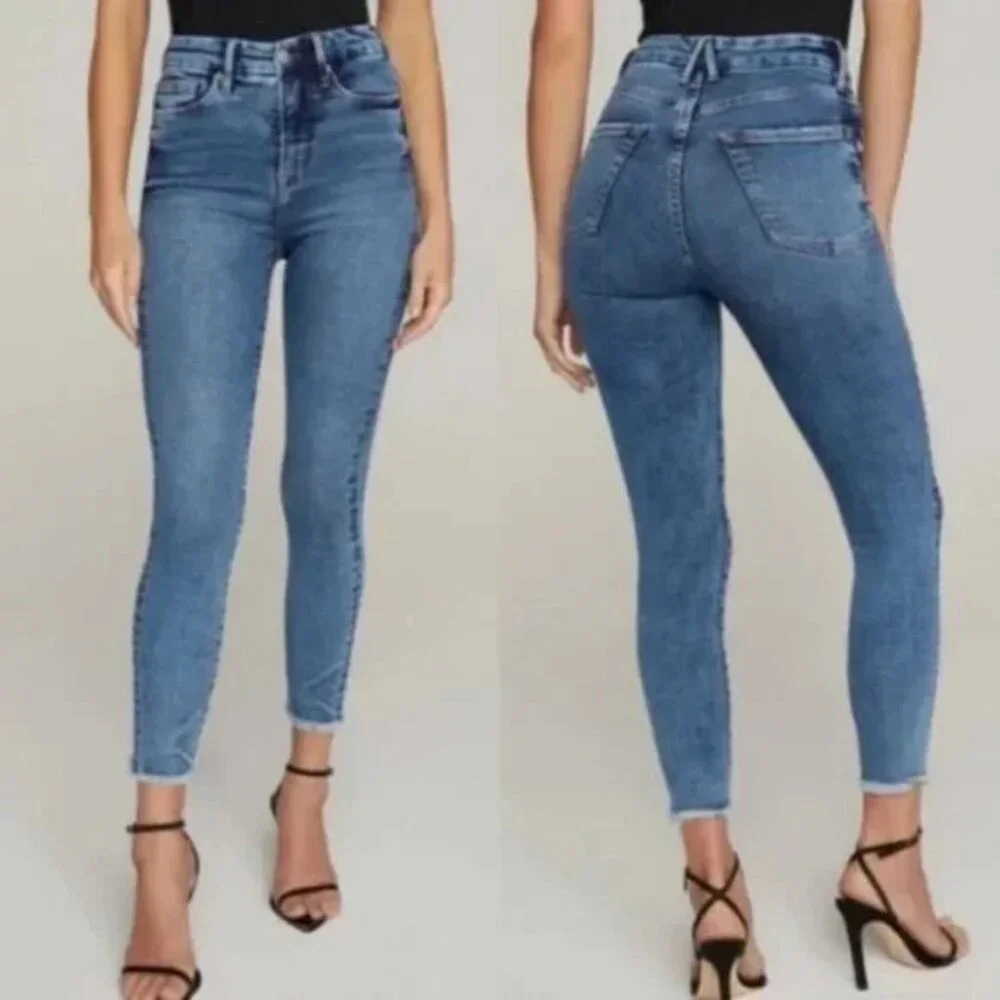 Good American Good Waist Crop Skinny Jeans Size 0 / 25 - Picture 2 of 11